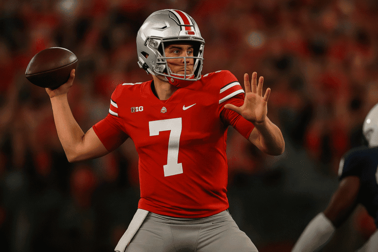 Julian Sayin throws touchdown for Ohio State Buckeyes in Penn State vs Ohio State football game