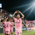 Lionel Messi celebrating 900th career goal for Inter Miami